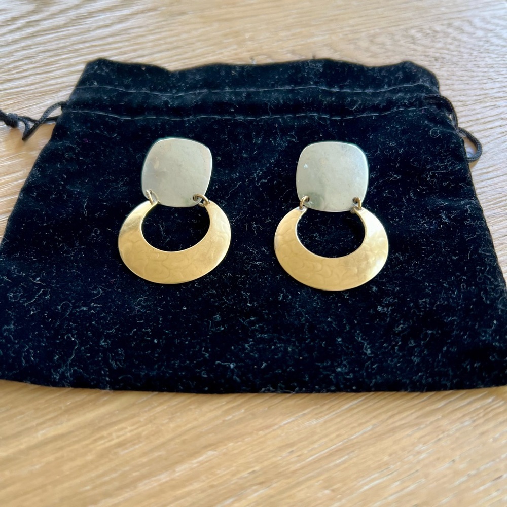 Marjorie Baer Brass and Silver Post Earrings
